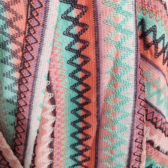 Signature 8 Colorful Knit Cardigan Sweater Zigzag Medium Boho Festival - Picture 3 of 13